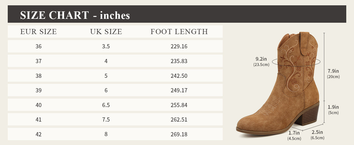 Women's Embroidered Cowboy Boots – Short Shaft with Side Zip