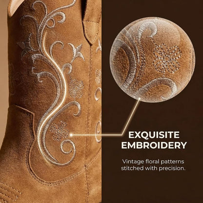 Embroidered Short Shaft Side Zip Women's Cowboy Boots