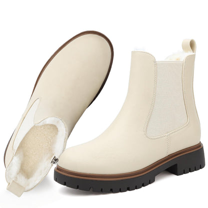 Women's Winter Chelsea Boots – Fur Lined Platform Ankle Boots with Side Zip