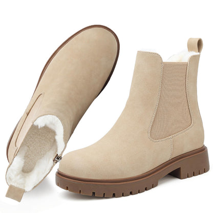 Women's Winter Chelsea Boots – Fur Lined Platform Ankle Boots with Side Zip