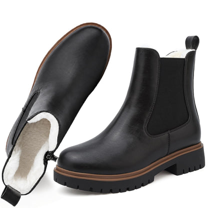 Women's Winter Chelsea Boots – Fur Lined Platform Ankle Boots with Side Zip