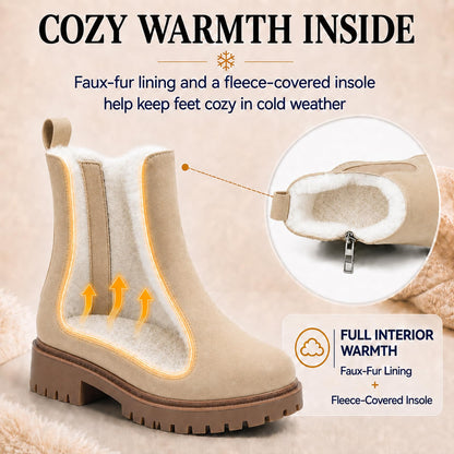 Women's Winter Chelsea Boots – Fur Lined Platform Ankle Boots with Side Zip
